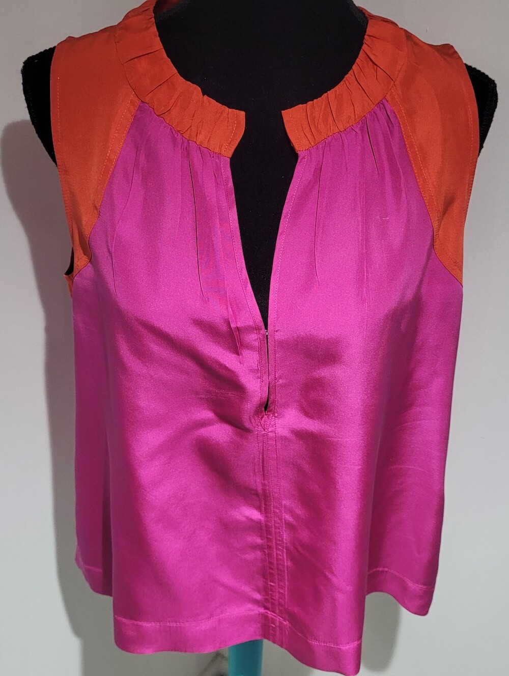 Marc By Marc Jacobs Pink and Orange Silk Blend Sleeveless Blouse - Picture 5 of 9